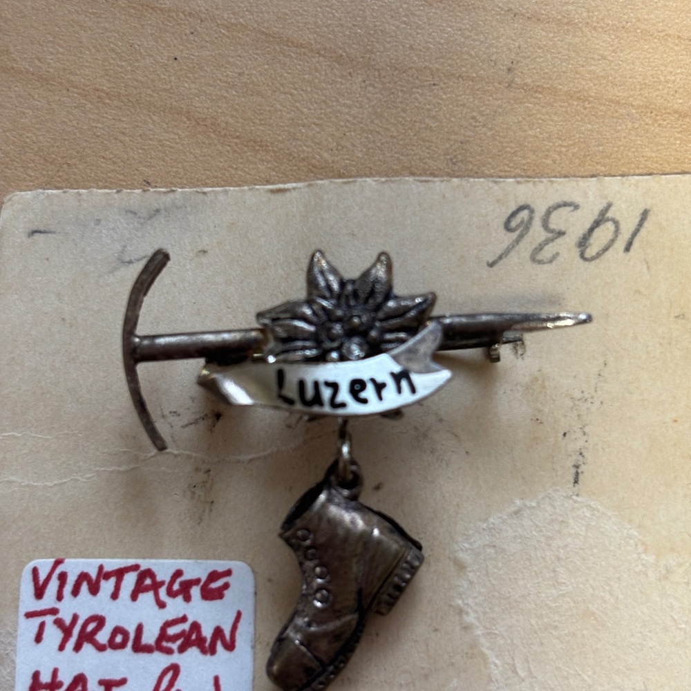 Vintage Tyrolean Lapel Hat Pin, Luzern